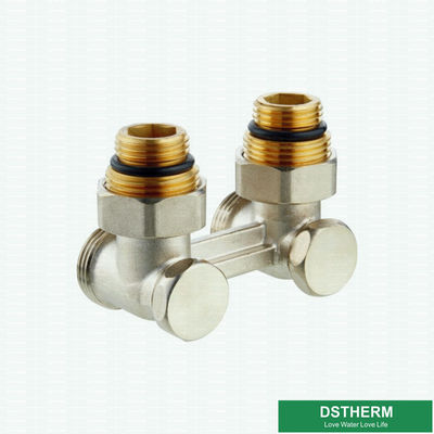 Type droit en laiton adapté aux besoins du client de la marque H robinet à tournant sphérique de radiateur de double pour des systèmes de la CAHT