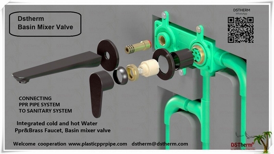 PPR bassin vanne cachée vanne de mélangeur robinet d'eau chaude froide Noir couleur PPR robinet en laiton