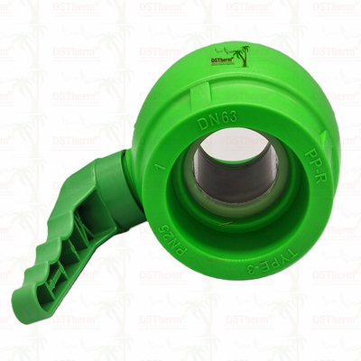 Valve à bille en plastique PPR avec manche ondulée et manche ondulée en laiton à bille ergonomique 20-63 mm