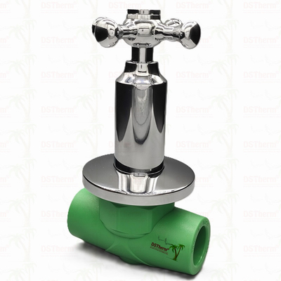 Valve à bille de luxe PPR chromée avec poignée croisée Cartouche en cuivre