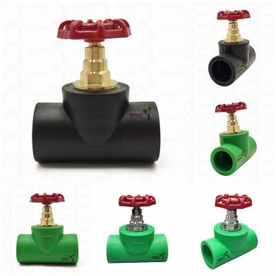 Valve d'arrêt PPR noire avec cartouche couleur chrome / laiton certifiée ISO 15784