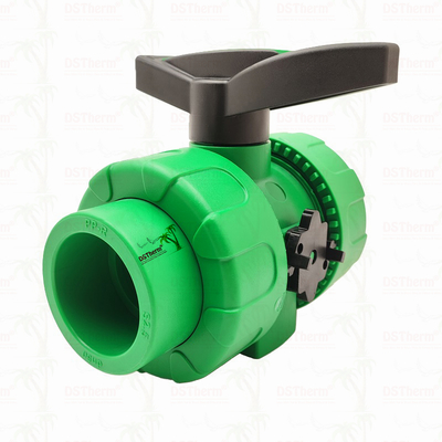 Boule de verrouillage PPR Double Union Ball Valve avec boule en plastique S2.5 20-63MM LOGO personnalisé
