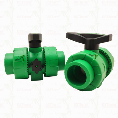 Boule de verrouillage PPR Double Union Ball Valve avec boule en plastique S2.5 20-63MM LOGO personnalisé