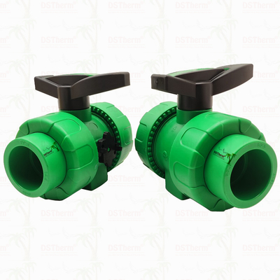 Boule de verrouillage PPR Double Union Ball Valve avec boule en plastique S2.5 20-63MM LOGO personnalisé