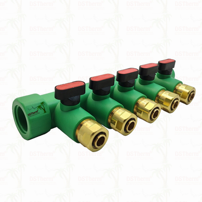 Manifolds PPR avec soupape à bille eau chaude rouge 5 façons Manifolds personnalisé logo et couleur 25mm
