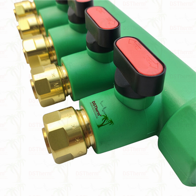 Manifolds PPR avec soupape à bille eau chaude rouge 5 façons Manifolds personnalisé logo et couleur 25mm
