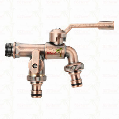 Robinets de jardin à double sortie en laiton, robinet en laiton, vanne de robinet d'eau 1/2"-1"