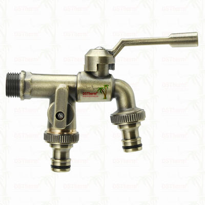 Robinets de jardin à double sortie en laiton, robinet en laiton, vanne de robinet d'eau 1/2"-1"