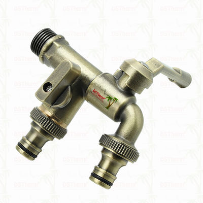 Robinets de jardin à double sortie en laiton, robinet en laiton, vanne de robinet d'eau 1/2"-1"