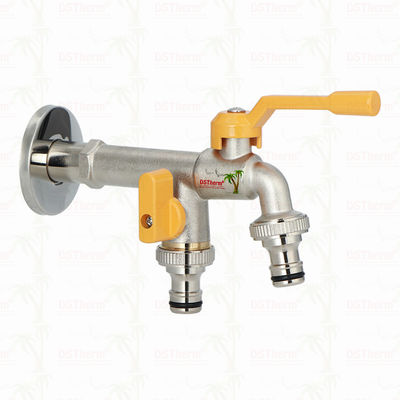 Longue rallonge de robinet à double sortie en laiton robuste Robinet à tournant sphérique en laiton 1/2"*3/4"*3/4"