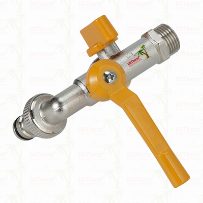 Robinet de puisage économique en laiton à double sortie Robinet en laiton nickelé Robinet 1/2"*3/4"*3/4"