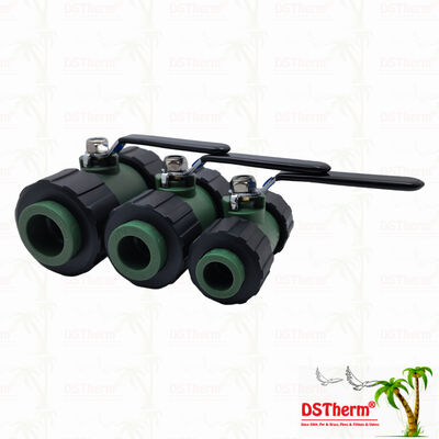 Vanne à boisseau sphérique à double union PPR avec bille en laiton et poignée en fer, 20-63MM, LOGO personnalisé