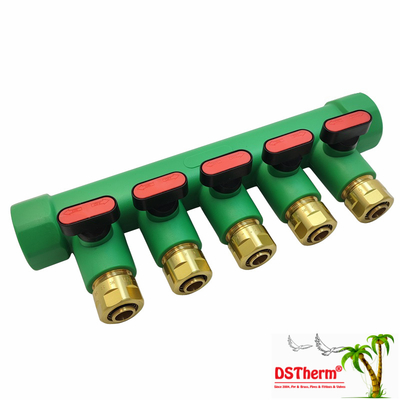 Manifolds PPR avec soupape à bille eau chaude rouge 5 façons Manifolds personnalisé logo et couleur 25mm