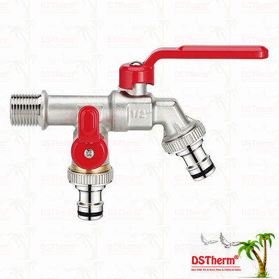 Conception unique, forme innovante, robinet à double sortie avec poignée en aluminium rouge 1/2